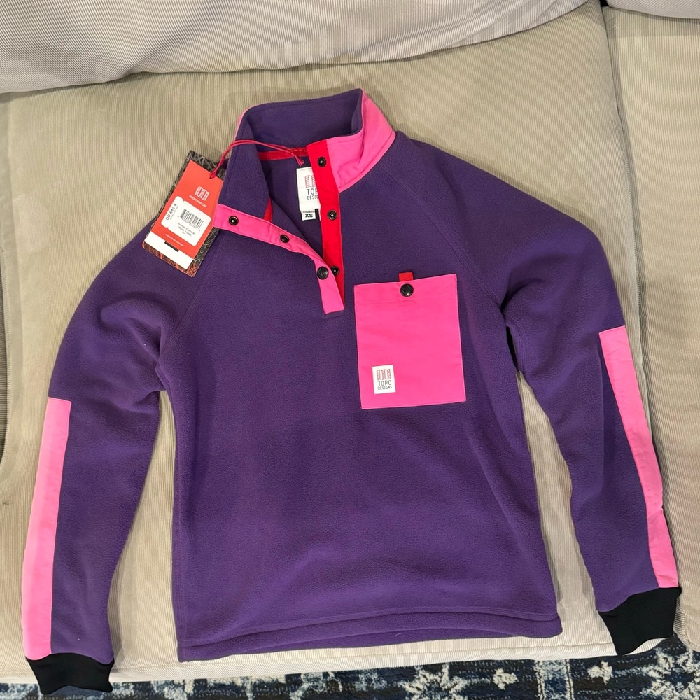 NWT - defective (sun fading spots) Women's Topo Designs Mountain Fleece X-Small